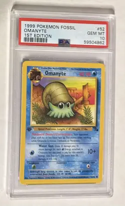 Omanyte Fossil 1st Edition PSA 10 GEM MINT – WOTC Pokemon Card - Image 1