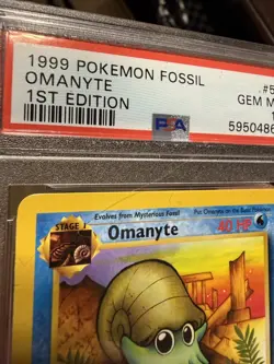 Omanyte Fossil 1st Edition PSA 10 GEM MINT – WOTC Pokemon Card - Image 2