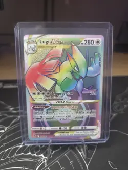 Lugia VSTAR Rainbow Secret Rare Card 202/195 SWSH12 Silver Tempest Pokemon NM - Image 1