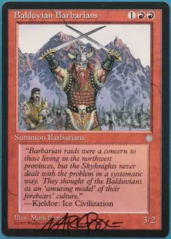 Balduvian Barbarians Ice Age NM Red Common SIGNED MTG CARD (ID# 434512) ABUGames - Image 1