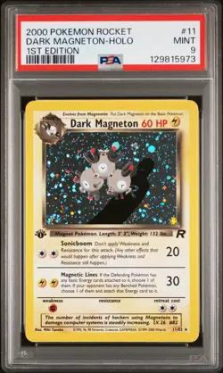 2000 POKEMON ROCKET 1ST EDITION #11 DARK MAGNETON-HOLO PSA 9 - Image 1