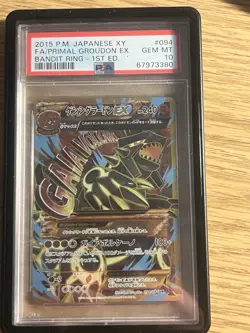 PSA 10 Primal Groudon EX Bandit Ring 094/081 UR Gold XY 2015 Japanese Pokemon - Image 1