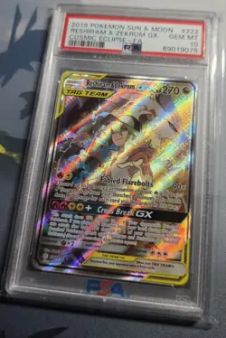 Pokemon Reshiram & Zekrom GX Cosmic Eclipse Full Art #222 PSA 10 Gem Mint - Image 2