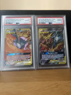 Pokemon Moltres Zapdos Articuno GX 44 & SM210 - Sequential PSA 10 - Hidden Fates - Image 1