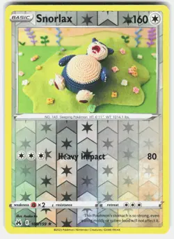 Snorlax 109/159 Rare Crown Zenith Pokemon Reverse Holo Lightly Played - Image 2