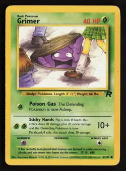 2000 Pokemon Team Rocket Grimer 57/82 Common Sludge Pokemon Grass - Image 1