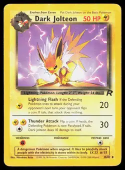 DARK JOLTEON 38/82 VINTAGE UNCOMMON TEAM ROCKET POKEMON HP - Image 1