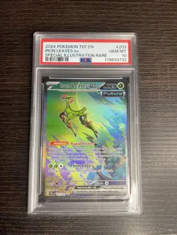 2024 POKEMON TEMPORAL FORCES SPECIAL ILLUSTRATION RARE IRON LEAVES EX PSA 10 - Image 1