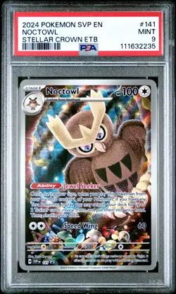 2024 POKEMON SVP EN-SV BLACK STAR PROMO #141 NOCTOWL PSA 9 - Image 1
