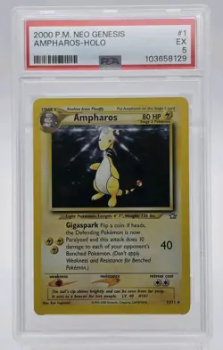 2000 POKEMON NEO GENESIS #1 AMPHAROS-HOLO PSA 5 - Image 3