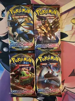 Pokemon TCG Sword and Shield Base Set Booster Pack Art Set Lot Of 4 Packs New - Image 1