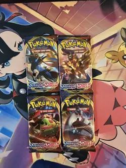 Pokemon TCG Sword and Shield Base Set Booster Pack Art Set Lot Of 4 Packs New - Image 2