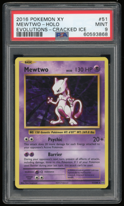 2016 POKEMON XY EVOLUTIONS #51/108 MEWTWO CRACKED ICE HOLO PSA 9 - Image 1
