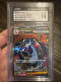 2025 Mega Charizard X Ex Pokemon JP Mega Dream Attack Rare Holo 223/193 CGC 10 - Image 1