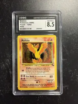 CGC 8.5 1999 Moltres Fossil #12/62 Holo Rare Unlimited Pokemon Card NM - Image 1