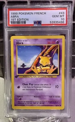 1999 Pokemon FRENCH 1st Edition Base Set Abra 43/102 PSA 10 GEM MINT - Image 1
