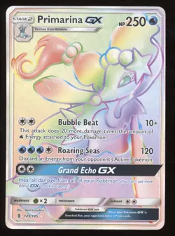 2017 Pokemon S&M Guardians Rising Primarina GX Rainbow Secret Rare #149/145 - Image 1