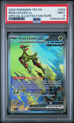 Iron Leaves EX 203/162 Special Illustration Rare Pokemon PSA 9 *168 - Image 1