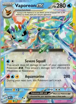 Vaporeon ex 023/131 Prismatic Evolutions Pokemon Holo Near Mint - Image 1