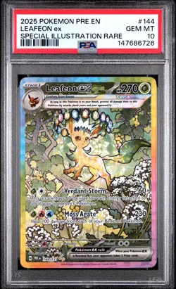 2025 POKEMON PRE EN-PRISMATIC EVOLUTIONS #144 LEAFEON EX PSA 10 - Image 1