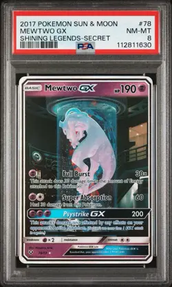 PSA 8 MEWTWO GX 78/73 | Shining Legends Mewtube Alt ArtGraded Pokemon Card HK - Image 1
