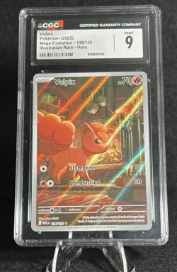 Pokemon Mega Evolution Vulpix 138/132 Illustration Rare IR Holo CGC 9 Mint - Image 1