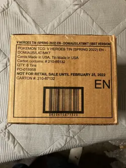 Pokemon TCG Tin Spring 2022 V Heroes Case of 6 Sealed Tins Evolving Skies - Image 1