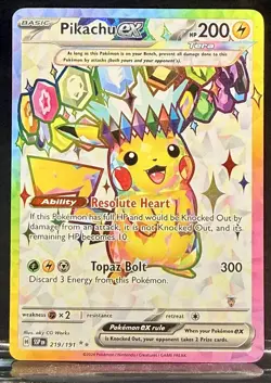 🔥2024 Pokemon Surging Sparks Pikachu Ex #219/191 (MINT)🔥 - Image 1