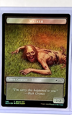 MTG Magic the Gathering Secret Lair Walking Dead Foil Token Bicycle Girl Walker - Image 1