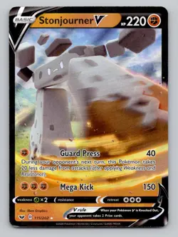 Stonjourner V #115/202 Ultra Rare SWSH01: Sword & Shield Base Set Pokemon - Image 1
