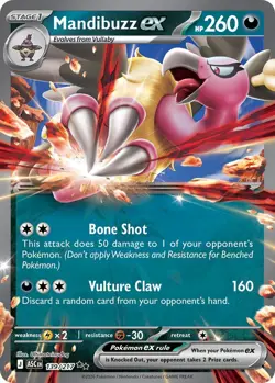 Mandibuzz EX 139/217 Double Rare ME: Ascended Heroes Pokemon NM - Image 1