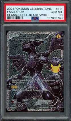 Pokemon Zekrom Full Art 2021 Celebrations Classic Collection #114 PSA 10 - Image 1