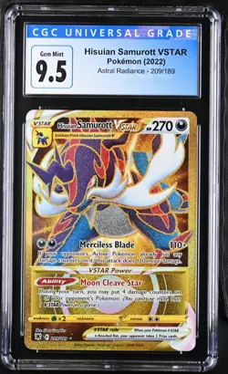 CGC 9.5 Gem Mint Pokemon Hisuian Samurott VSTAR 209/189 Astral Radiance 2022 - Image 1
