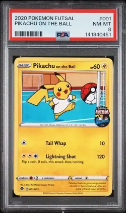 Pikachu on the Ball #001/005 Pokemon Futsal Collection — UK Promo Grade: PSA 8 - Image 1