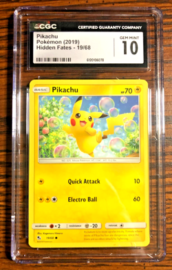 Pikachu Regular Common #19|CGC GEM MINT 10|2019 SM Hidden Fates|Pokemon TCG - Image 1