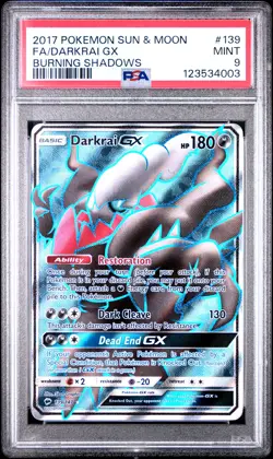 2017 POKEMON SUN & MOON BURNING SHADOWS #139 FULL ART/DARKRAI GX PSA 9 - Image 1