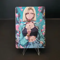 Android 18 - Retro Waifus, Custom Anime Waifu Trading Card Dragon Ball - Image 1