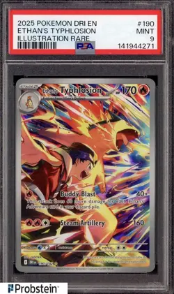 2025 Pokemon DRI EN Illustration Rare #190 Ethan's Typhlosion PSA 9 MINT - Image 1