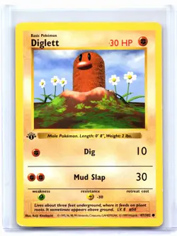 1999 Pokemon—Diglett #47/102 Base Set (Shadowless)—Nonholo (1st Edition) [HP] - Image 1
