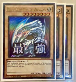 Yugioh! 3x Blue-Eyes White Dragon RA05-EN085 Ultra Rare 1st Ed NM - Image 1