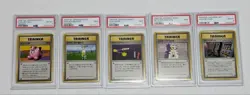 5 PSA Graded Trainer Card Set Dowsing Machine Rare Pokemon 1996-2000 - Image 1
