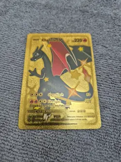 Pokemon Charizard V HP220 Claw Slash Fire Spin Gold Foil Fan Art Card - Image 1