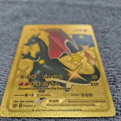 Pokemon Charizard V HP220 Claw Slash Fire Spin Gold Foil Fan Art Card - Image 2