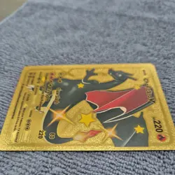Pokemon Charizard V HP220 Claw Slash Fire Spin Gold Foil Fan Art Card - Image 3