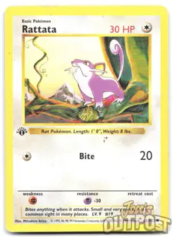 Rattata 61/102 - Base Set Shadowless 1st Edition - Pokemon Card - HP/DMG - Image 1