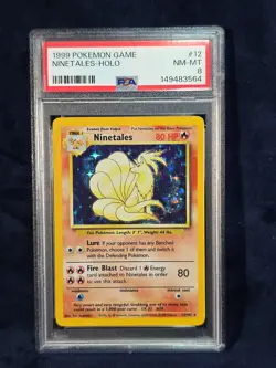 1999 POKEMON BASE SET UNLIMITED #12 NINETALES-HOLO PSA 8 - Image 1