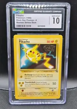 1999 Pokemon Pikachu Promo #4 Black Star CGC 10 Gem Mint Movie Mewtwo Strikes... - Image 1