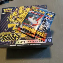 POKEMON TCG SCARLET VIOLET SURGING SPARKS ETB FACTORY SEALED 2 extra packs - Image 1