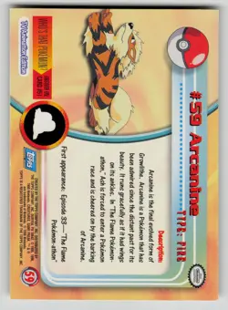 Arcanine #59 holo Topps Trading Cards Series 1 Pokemon LP - Image 2
