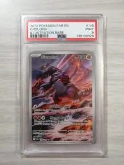 2023 POKEMON PAR EN-PARADOX RIFT ILLUSTRATION RARE #199 GROUDON PSA 9 - Image 1